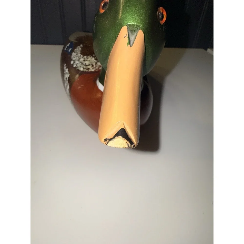 vintage hand-painted wooden mallard duck decoy